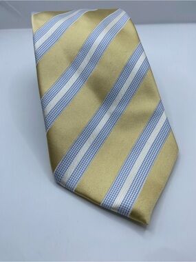 Donald J. Trump Signature Collection Yellow & Light Blue Striped Silk Tie